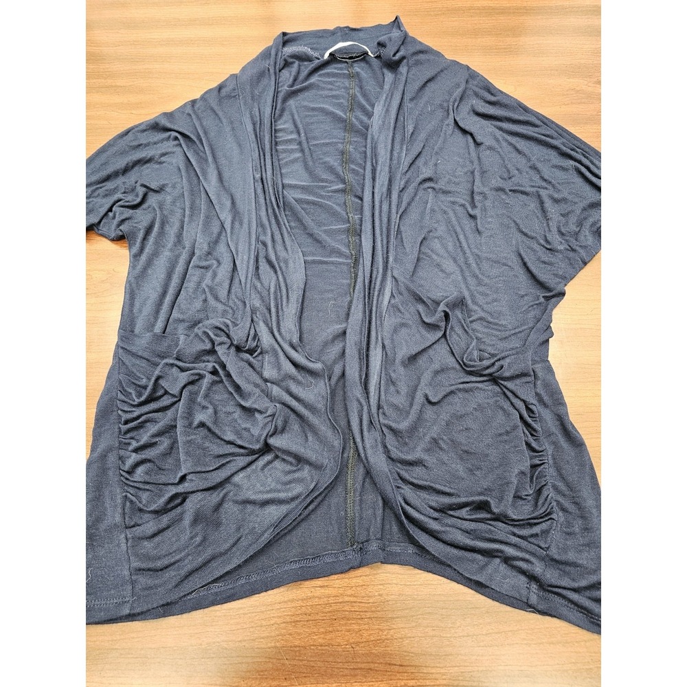 Womens XL Dark Blue Open Front Cardigan Lightweight Drape 3/4 Sleeve Pockets